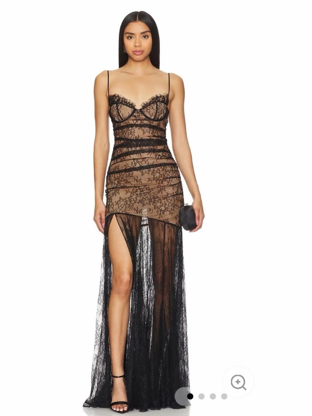 Black Lace Sheer Gown with Built-In Bustier